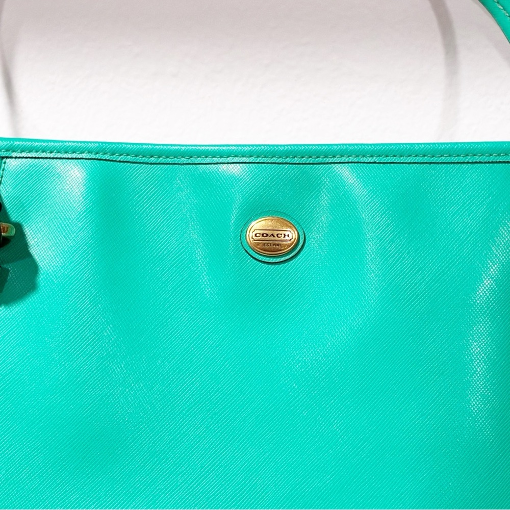 Coach Purse Peyton Saffiano Leather Zip Top Tote Handbag NoA1481-F27349 Green - Picture 3 of 6